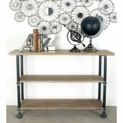 Olivia & May Industrial 3 Tier Console Table Brown - Olivia & May