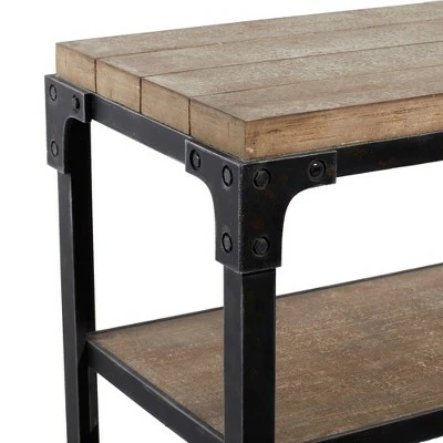Olivia & May Rustic 3 Tier Console Table Brown - Olivia & May 5 Olivia & May Rustic 3 Tier Console Table Brown - Olivia & May - Image 3