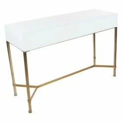 Metal and Wood Rectangular Console Table White - Olivia & May -Console Tables Sales unnamed file 3730