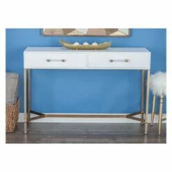 Metal and Wood Rectangular Console Table White - Olivia & May -Console Tables Sales unnamed file 3732