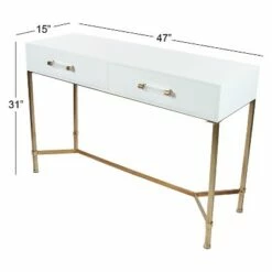 Metal and Wood Rectangular Console Table White - Olivia & May -Console Tables Sales unnamed file 3733
