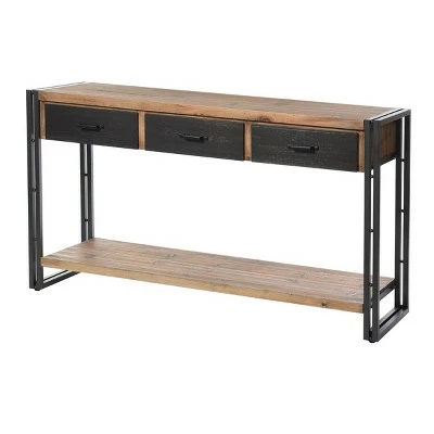 Calvin Console Table with Metal Frame Natural/Black - StyleCraft 3 Calvin Console Table with Metal Frame Natural/Black - StyleCraft