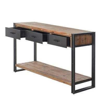Calvin Console Table with Metal Frame Natural/Black - StyleCraft 4 Calvin Console Table with Metal Frame Natural/Black - StyleCraft - Image 2