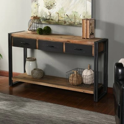Calvin Console Table with Metal Frame Natural/Black - StyleCraft 7 Calvin Console Table with Metal Frame Natural/Black - StyleCraft - Image 5