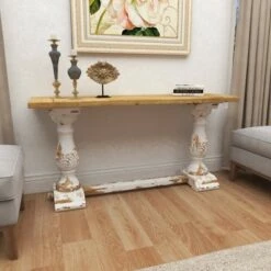 Olivia & May Vintage Wood Console Table White - Olivia & May -Console Tables Sales unnamed file 3796