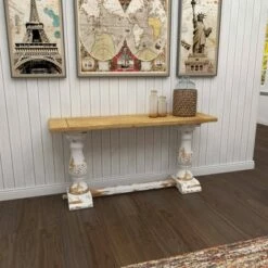 Olivia & May Vintage Wood Console Table White - Olivia & May -Console Tables Sales unnamed file 3798
