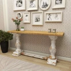 Olivia & May Vintage Wood Console Table White - Olivia & May -Console Tables Sales unnamed file 3799