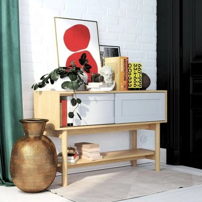 Room & Joy Wallie Wood Console Living Room Furniture Light Ash/Soft Gray - Room & Joy 5 Room & Joy Wallie Wood Console Living Room Furniture Light Ash/Soft Gray - Room & Joy - Image 3