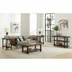 Pomona 2 Shelf Console Table Brown - Alaterre Furniture -Console Tables Sales unnamed file 3867