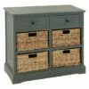 Wood Console 4 Wicker Baskets 2 Drawers Blue - Olivia & May