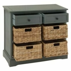 Wood Console 4 Wicker Baskets 2 Drawers Blue - Olivia & May -Console Tables Sales unnamed file 3883