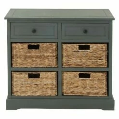 Wood Console 4 Wicker Baskets 2 Drawers Blue - Olivia & May -Console Tables Sales unnamed file 3884