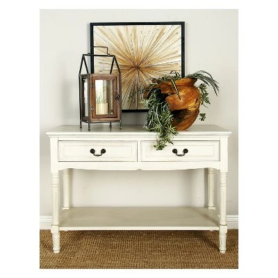 Wood Traditional 2 Drawer Console Table Antique Ivory - Olivia & May 3 Wood Traditional 2 Drawer Console Table Antique Ivory - Olivia & May
