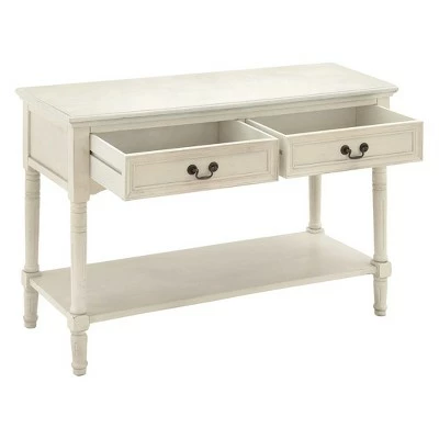 Wood Traditional 2 Drawer Console Table Antique Ivory - Olivia & May 4 Wood Traditional 2 Drawer Console Table Antique Ivory - Olivia & May - Image 2