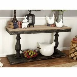 Olivia & May Vintage Wood Console Table Black - Olivia & May