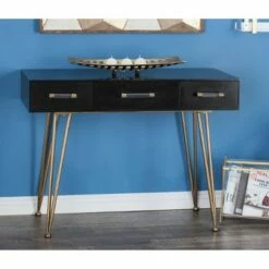 Olivia & May Modern 3 Drawer Console Table Black - Olivia & May