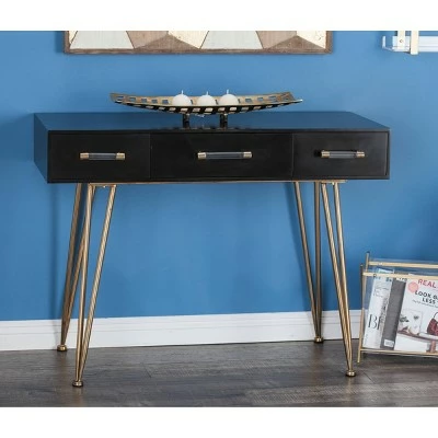Olivia & May Modern 3 Drawer Console Table Black - Olivia & May 3 Olivia & May Modern 3 Drawer Console Table Black - Olivia & May