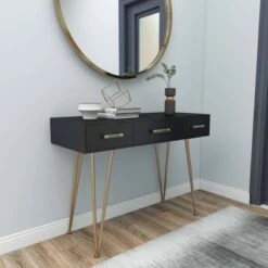 Olivia & May Modern 3 Drawer Console Table Black - Olivia & May 21 Olivia & May Modern 3 Drawer Console Table Black - Olivia & May -Console Tables Sales unnamed file 4059