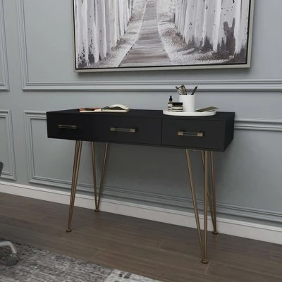 Olivia & May Modern 3 Drawer Console Table Black - Olivia & May 8 Olivia & May Modern 3 Drawer Console Table Black - Olivia & May - Image 6