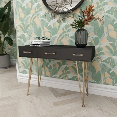 Olivia & May Modern 3 Drawer Console Table Black - Olivia & May 9 Olivia & May Modern 3 Drawer Console Table Black - Olivia & May - Image 7