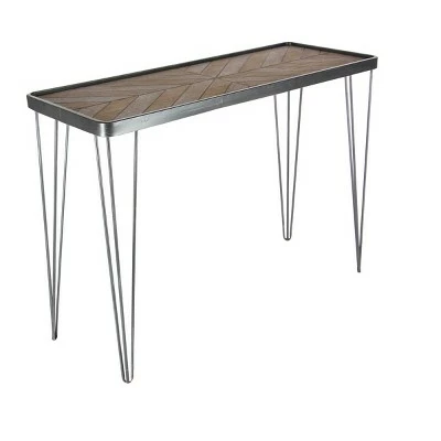 Olivia & May Modern Wood and Iron Chevron Console Table Brown - Olivia & May 3 Olivia & May Modern Wood and Iron Chevron Console Table Brown - Olivia & May