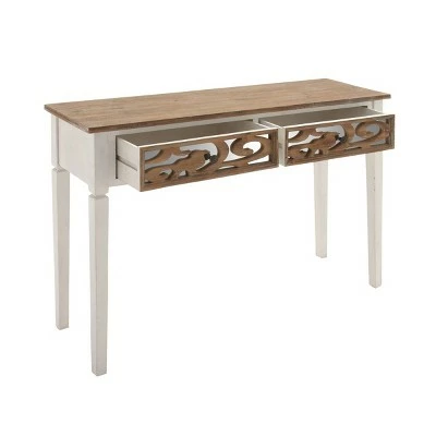 Olivia & May Rustic Console Table White - Olivia & May 5 Olivia & May Rustic Console Table White - Olivia & May - Image 3