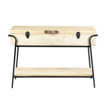 Handmade Wood and Metal Box Console Table with Removable Storage Brown/Black - The Urban Port 3 Handmade Wood and Metal Box Console Table with Removable Storage Brown/Black - The Urban Port