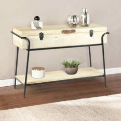 Handmade Wood and Metal Box Console Table with Removable Storage Brown/Black - The Urban Port 17 Handmade Wood and Metal Box Console Table with Removable Storage Brown/Black - The Urban Port -Console Tables Sales unnamed file 4125
