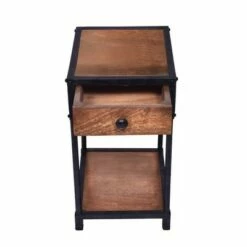 Wooden End Table with Drawer and Open Base Brown and Black - The Urban Port -Console Tables Sales unnamed file 4130