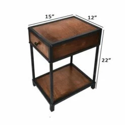 Wooden End Table with Drawer and Open Base Brown and Black - The Urban Port -Console Tables Sales unnamed file 4133