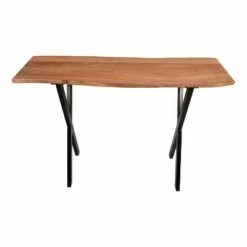 30" Industrial Wooden Console Sofa Entryway Table with X Base & Metal legs Brown/Black - The Urban Port