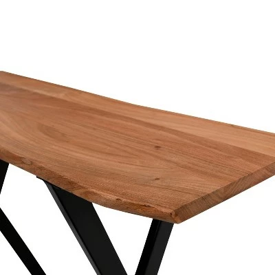 30" Industrial Wooden Console Sofa Entryway Table with X Base & Metal legs Brown/Black - The Urban Port 5 30" Industrial Wooden Console Sofa Entryway Table with X Base & Metal legs Brown/Black - The Urban Port - Image 3