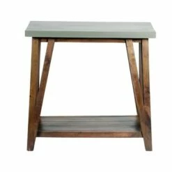 30" Brookside Console Media Table Concrete Coated Top and Wood Light Gray/Brown - Alaterre Furniture