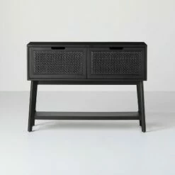 Hearth & Hand W/Magnolia Furniture Wood & Cane Console Table with Pull-Down Drawers - Hearth & Hand™ with Magnolia Black -Console Tables Sales unnamed file 42