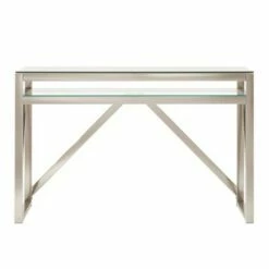 Severin Glass Top Brushed Nickel Sofa and Table Silver - Inspire Q -Console Tables Sales unnamed file 4207