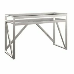 Severin Glass Top Brushed Nickel Sofa and Table Silver - Inspire Q -Console Tables Sales unnamed file 4211