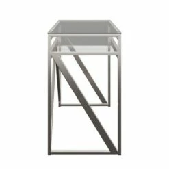 Severin Glass Top Brushed Nickel Sofa and Table Silver - Inspire Q -Console Tables Sales unnamed file 4213