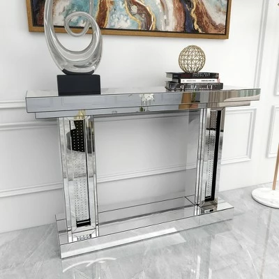 Olivia & May Glam Wood Console Table Silver - Olivia & May 6 Olivia & May Glam Wood Console Table Silver - Olivia & May - Image 4