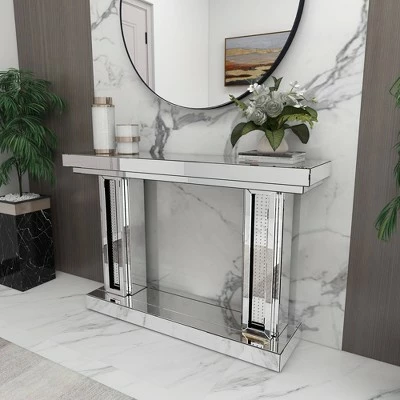 Olivia & May Glam Wood Console Table Silver - Olivia & May 9 Olivia & May Glam Wood Console Table Silver - Olivia & May - Image 7