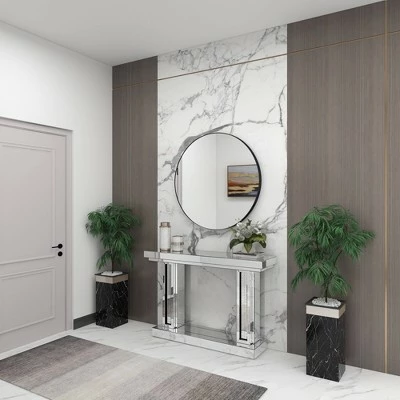 Olivia & May Glam Wood Console Table Silver - Olivia & May 14 Olivia & May Glam Wood Console Table Silver - Olivia & May - Image 12