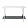Console Table with Mirror Top and Faux Marble Open Bottom Shelf Silver/Black - Benzara -Console Tables Sales unnamed file 4286