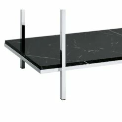 Console Table with Mirror Top and Faux Marble Open Bottom Shelf Silver/Black - Benzara -Console Tables Sales unnamed file 4288