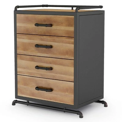 Dredan Metal Console Table with 4 Drawers Natural/Sand Black - miBasics 4 Dredan Metal Console Table with 4 Drawers Natural/Sand Black - miBasics - Image 2