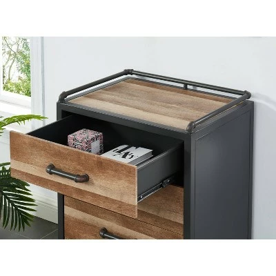 Dredan Metal Console Table with 4 Drawers Natural/Sand Black - miBasics 5 Dredan Metal Console Table with 4 Drawers Natural/Sand Black - miBasics - Image 3