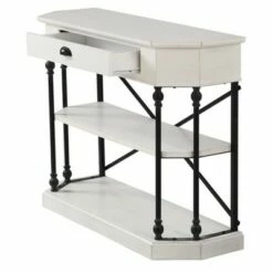 Clipped Corner Console Table with 2 Shelves and Center Drawer White - Stylecraft -Console Tables Sales unnamed file 4346