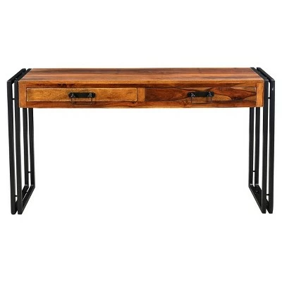Solid Sheesham Wood 60" Console Table with Metal Legs - Timbergirl 3 Solid Sheesham Wood 60" Console Table with Metal Legs - Timbergirl