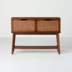 Hearth & Hand W/Magnolia Furniture Wood & Cane Console Table with Pull-Down Drawers - Hearth & Hand™ with Magnolia Black -Console Tables Sales unnamed file 44