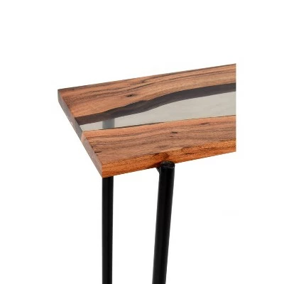 36" Rivers Edge Acacia Wood and Acrylic Narrow Console/Entryway Table Brown - Alaterre Furniture 4 36" Rivers Edge Acacia Wood and Acrylic Narrow Console/Entryway Table Brown - Alaterre Furniture - Image 2