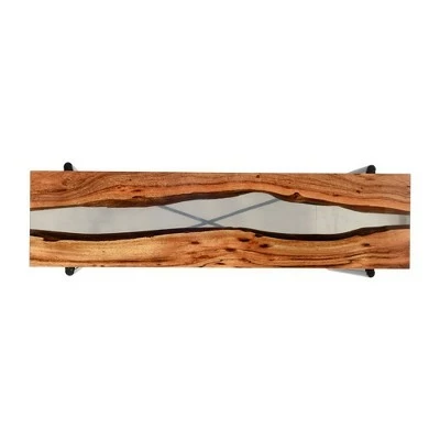 36" Rivers Edge Acacia Wood and Acrylic Narrow Console/Entryway Table Brown - Alaterre Furniture 5 36" Rivers Edge Acacia Wood and Acrylic Narrow Console/Entryway Table Brown - Alaterre Furniture - Image 3