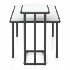 Inlissa 2 Open Shelf Console Table Gun Metal/White High Gloss - miBasics -Console Tables Sales unnamed file 4468